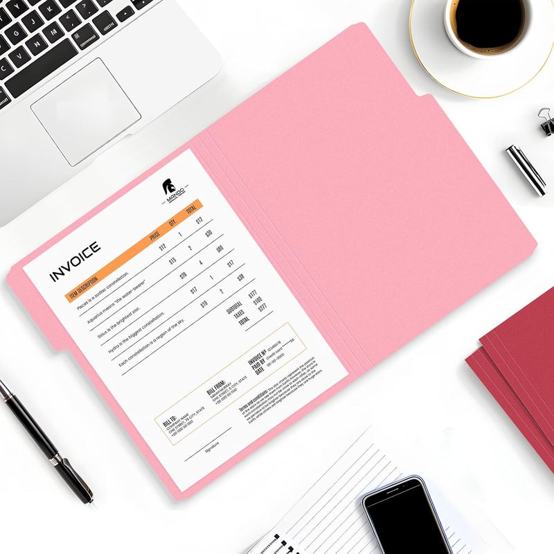 SUNEE File Folders, 30 Pack Manilla Folders 8.5 x 11, Colored File Folder Home Office School Supplies for Documents Files Paper, Red - Image 5